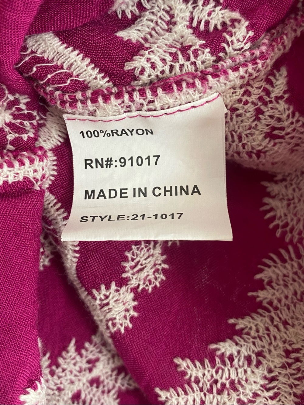 Solitaire Magenta Floral Embroidered Peasant Blouse - Picture 5 of 6